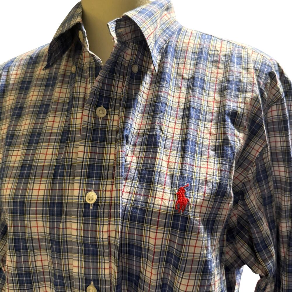 Polo Ralph Lauren Stretch Plaid Button Down Shirt, 100% Cotton, Men's Large